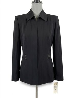 Kasper Black Tailored Women's Blazer with Hook-Detail Waist